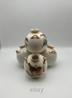 VERY RARE 1875 Quad-Triple Vase by Royal Worcester 6x6 Appraised 12/22 for 1100