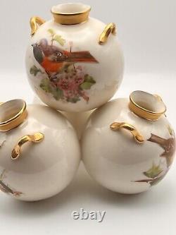 VERY RARE 1875 Quad-Triple Vase by Royal Worcester 6x6 Appraised 12/22 for 1100