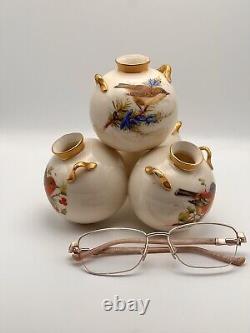 VERY RARE 1875 Quad-Triple Vase by Royal Worcester 6x6 Appraised 12/22 for 1100