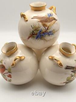 VERY RARE 1875 Quad-Triple Vase by Royal Worcester 6x6 Appraised 12/22 for 1100