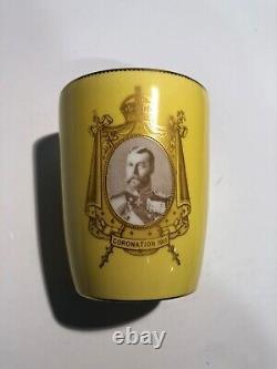 VERY RARE 1911 Doulton YELLOW Curved Sided King George V Coronation Beaker