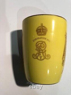 VERY RARE 1911 Doulton YELLOW Curved Sided King George V Coronation Beaker