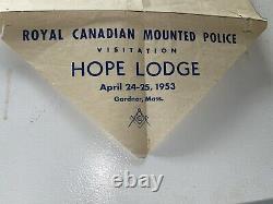 VERY RARE 1953 MASONIC LODGE ROYAL CANADIAN MOUNTED POLICE Massachusetts