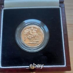 VERY RARE 1990 Royal Mint 22 carat GOLD PROOF Full Sovereign Original Case & COA