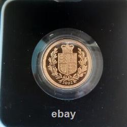 VERY RARE 2002 Royal Mint 22 carat GOLD PROOF Full Sovereign Original Case & COA