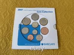 VERY RARE 2007 Royal Mint UK BUNC Coin Set in unique BARCLAYS BANK Packaging