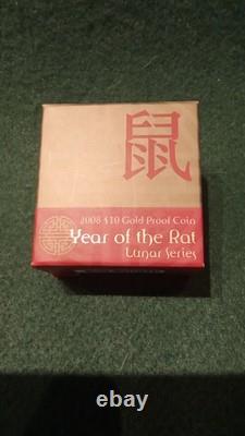 VERY RARE 2008 Australia Rat Proof 1/10oz Gold Coin, Royal AU Mint, 2500 Max