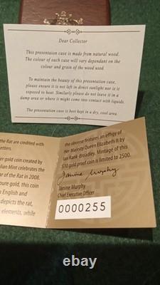 VERY RARE 2008 Australia Rat Proof 1/10oz Gold Coin, Royal AU Mint, 2500 Max