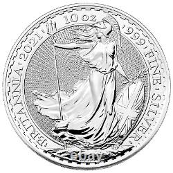 VERY RARE! 2021 Royal Mint Britannia 10oz. 999 fine silver coin in capsule