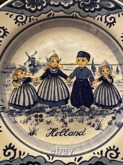 VERY RARE Antique Royal Delfts Blauw Hand Painted Plate Holland Delft Blue