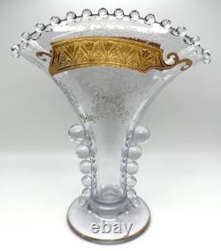 VERY RARE Art Deco Elegant Imperial Cornflower Candlewick Vase with Candlesticks