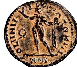 VERY RARE Constantine I BI Nummus. Rome, AD 317-318 Sol Wreath RS Roman Coin COA