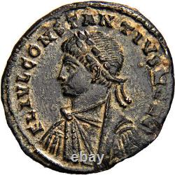 VERY RARE Constantius II Caesar BI Nummus Alexandria Campgate Roman Coin Ancient