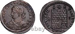 VERY RARE Constantius II Caesar Nummus Alexandria Campgate Castle Roman Coin COA