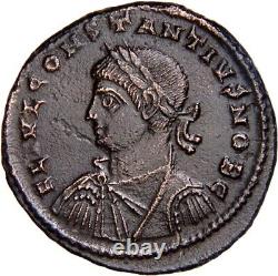 VERY RARE Constantius II Caesar Nummus Alexandria Campgate Castle Roman Coin COA