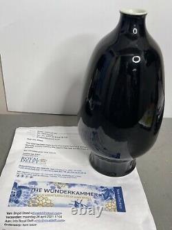 VERY RARE Delft SOLID BLACK Vase Authenticated by Royal Delft/Delfts Aardewerk