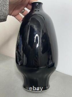 VERY RARE Delft SOLID BLACK Vase Authenticated by Royal Delft/Delfts Aardewerk