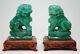 VERY RARE GEM CARVINGS Chinese Large AVENTURINE Guardian Lions Imperial Green