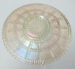 VERY RARE Iridescent 9 ROUND Beaded Block Depression Glass PLATE MINT