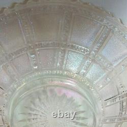 VERY RARE Iridescent 9 ROUND Beaded Block Depression Glass PLATE MINT