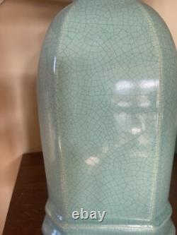 VERY RARE Large 1940's Royal Haeger Turquoise Crackle Glaze Asian Chinese Lamp