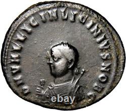 VERY RARE Licinius II (317-324). Æ Follis Nicomedia, 317-320 Miniscule Bust wCOA