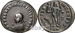 VERY RARE Licinius II (317-324). Æ Follis Nicomedia, 317-320 Miniscule Bust wCOA