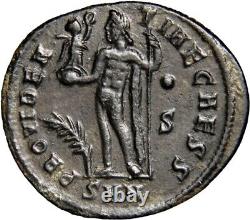 VERY RARE Licinius II (317-324). Æ Follis Nicomedia, 317-320 Miniscule Bust wCOA