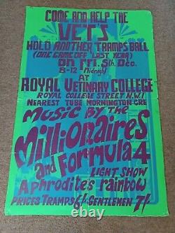 VERY RARE Poster 1960s Royal Vetinary College Formula 4 + The Millionaires