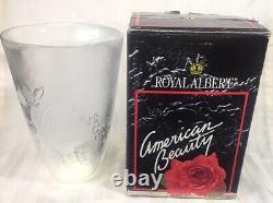 VERY RARE Royal Albert, Crystal Vase, American Beauty Pattern, Cut & Etched