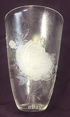 VERY RARE Royal Albert, Crystal Vase, American Beauty Pattern, Cut & Etched