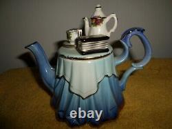 VERY RARE Royal Albert Old Country Roses Ruffled Skirt Mini Teapot 1996 Blue