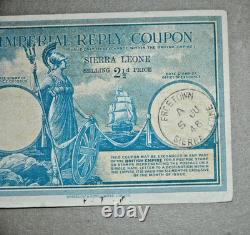 VERY RARE Sierra Leone imperial reply coupon 2 1/2D FREETOWN 1948
