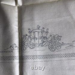 VERY RARE Vintage DMC Stamped Linen To Embroider a Tablecloth A REGAL SOUVENIR