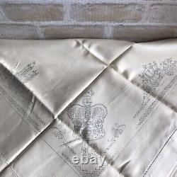 VERY RARE Vintage DMC Stamped Linen To Embroider a Tablecloth A REGAL SOUVENIR