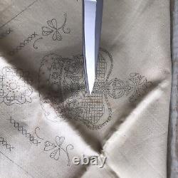 VERY RARE Vintage DMC Stamped Linen To Embroider a Tablecloth A REGAL SOUVENIR