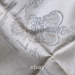 VERY RARE Vintage DMC Stamped Linen To Embroider a Tablecloth A REGAL SOUVENIR