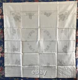 VERY RARE Vintage DMC Stamped Linen To Embroider a Tablecloth A REGAL SOUVENIR