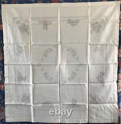 VERY RARE Vintage DMC Stamped Linen To Embroider a Tablecloth A REGAL SOUVENIR