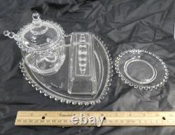VERY RARE Vintage Imperial Glass Candlewick 5 Piece Butter & Jam Jelly Set