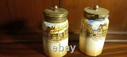 VERY RARE pair Of Royal Doulton Cruet Salt Mustard Pot epns D2973 dickens ware