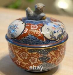 VERY Rare Imperial Imari Porcelain Shi Shi Foo Dog Bowl withCover (late 1800's)