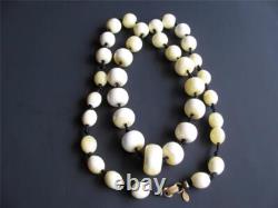 VERY VERY RARE NECKLACE FINEST BALTIC WHITE ROYAL AMBER BEADS (177g)