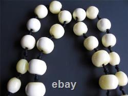 VERY VERY RARE NECKLACE FINEST BALTIC WHITE ROYAL AMBER BEADS (177g)