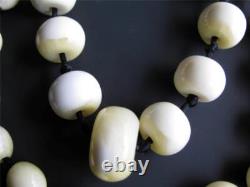 VERY VERY RARE NECKLACE FINEST BALTIC WHITE ROYAL AMBER BEADS (177g)
