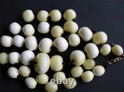 VERY VERY RARE NECKLACE FINEST BALTIC WHITE ROYAL AMBER BEADS (177g)