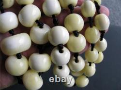 VERY VERY RARE NECKLACE FINEST BALTIC WHITE ROYAL AMBER BEADS (177g)