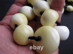 VERY VERY RARE NECKLACE FINEST BALTIC WHITE ROYAL AMBER BEADS (177g)