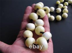 VERY VERY RARE NECKLACE FINEST BALTIC WHITE ROYAL AMBER BEADS (177g)