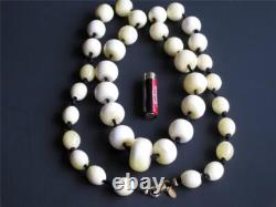 VERY VERY RARE NECKLACE FINEST BALTIC WHITE ROYAL AMBER BEADS (177g)